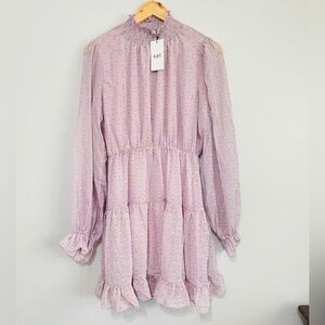 NWT OPT Lluvia Lilac Purple and Gold Mini‎ Sheer Dress Size M